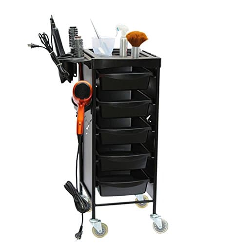 6 Tiers Salon Trolley Barber Cart Wheels Hairdressing Roller Storage Organizer Coloring Beauty SPA Tool Holder Black