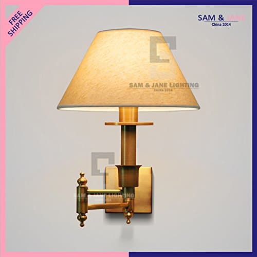 qwer The new barrel linen shading Single sconce wall LAMP LED light brass socket, Cool White