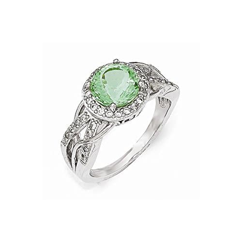 Cheryl M Sterling Silver Cubic Zirconia and Simulated Paraiba Tourmaline Faceted Ring - Size P 1/2