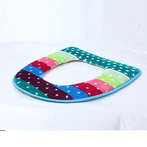 Thicken Toilet cushion,Gluing Soft warmer comfy Toilet mat Fabric Washed Seat cover Washable for bathroom-green