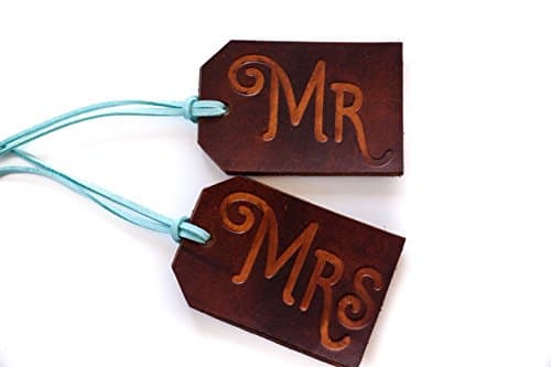Mr and Mrs Travel Tag, Custom Couple Luggage Tag, Personalized Leather Tags