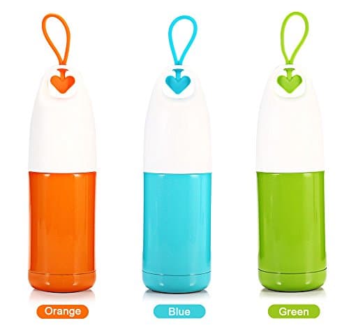 300ML U Cup Portable Stainless Steel Heart Shape Handle Vacuum Water Bottle, Sports Travel Fit Winter Autumn (Green)