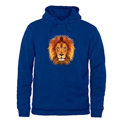 Men's Hoodies Sweater Digital Oil Painting Golden Lion Head printed Pullover Tops Blouse Blue 3XL