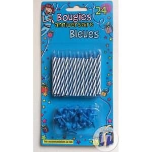 otro Set of 24 BLUE birthday Fet candles