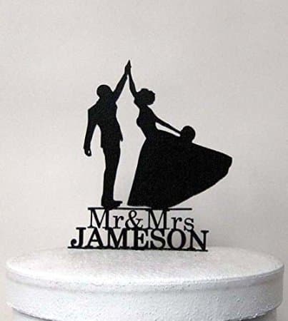 Mr and Mrs Cake Topper Personalised Last Name Cake Topper Bride and Groom Funny Silgouette for Wedding
