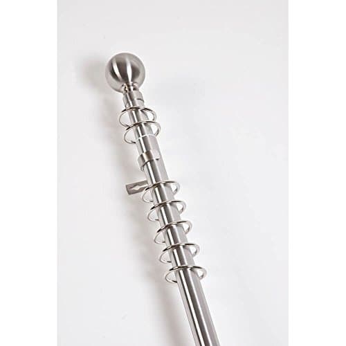 25-28mm 1.2-2.4m Extendable Metal Curtain Pole Ball Finial Brushed Chrome