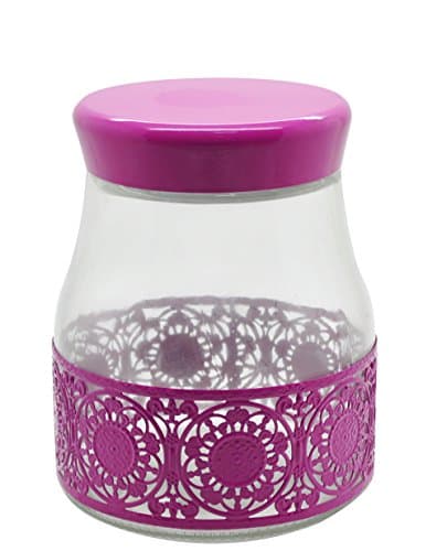 Silicone Gold Jar with Openwork, Glass, Pink, 15 x 13 x 13 cm