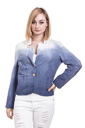 Abbino 319/15 Heide Blazer Jacket for Woman Lady - Made in Italy - 3 Colours - Women Spring Summer Autumn Classic Long Sleeve Sale Casual Slim Sexy Stylish Fitted Outwear - Blue - Size S 10/M 12