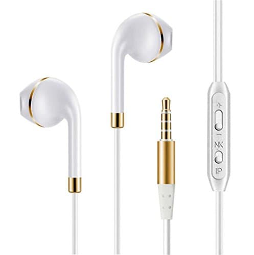 Earphones WITH microphone and Remote Stereo In Ear Headphones Bass Noise Isolating Earbuds High Definition , white bare metal