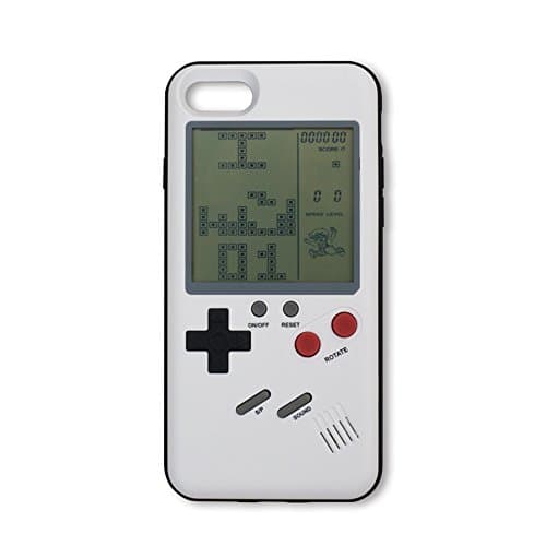 SparSmart24 2-in-1: Game Console + Cover Case, Game Phone Case in Gameboy Retro Look for iPhone 7 Plus/8 Plus (White)