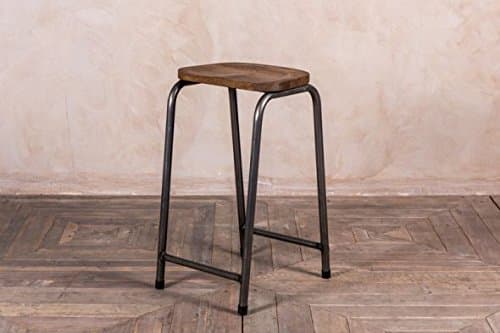 Peppermill Interiors METAL LAB STOOL VINTAGE STYLE BAR STOOL OAK TOP