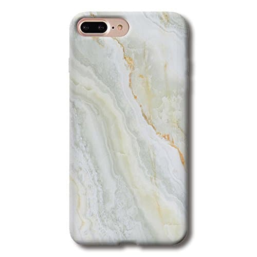 ELETRICO iPhone 7 Plus Case TPU Silicone Soft Back Cover Marble Stone Pattern 5.5 inch (white+green)