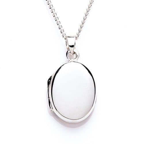 MiChic Silver Plain Small Oval Shaped Locket with 46 cm Chain