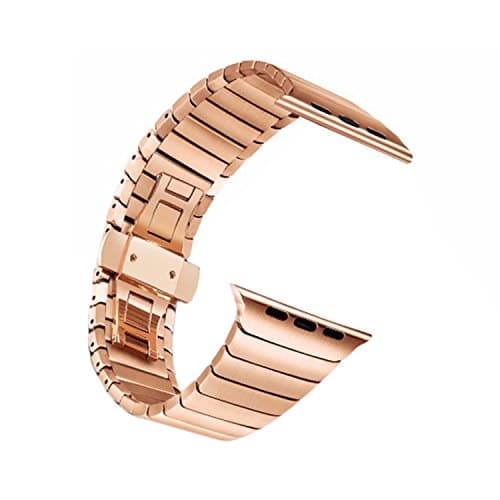 42 mm Stainless Steel Replacement Watch Band Strap Watch Solenoid Bracelet Strap Watch Band for Apple Series 1/2, rose