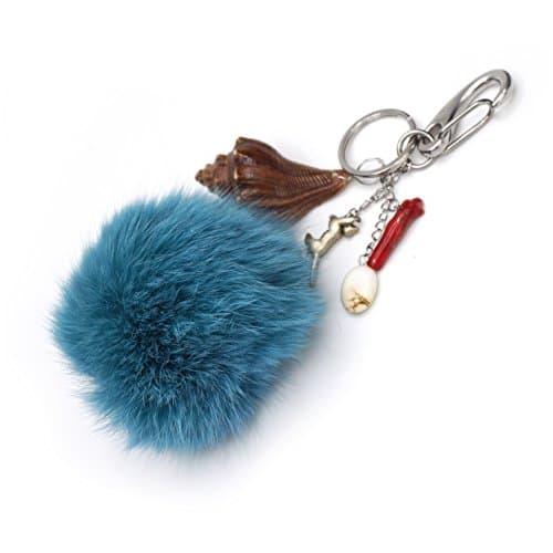 Key Ring for Handbag, Smoky Quartz, Shell, Steel Coral, Tuquoise Genuine Freshwater Pearls.