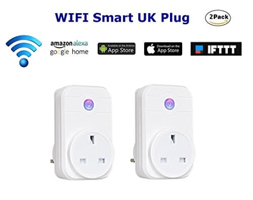 Smart Wireless Socket, Remote Control Plug, Wifi Switch, Outlet Timer. Works with Smartphone App, IOS Android, Amazon Alexa, Echo and Google Home. Control Your Devices from Anywhere (2 Pack)