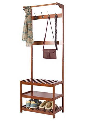 Floor Stand Hanging Rack European Solid Wood Coat Rack Hall Stand Landing Hanger Shoe Rack Changing His Shoes Stool Combination Shelf Bedroom Hanging Bag Hangers Floor Standing Coat and Hat Stand