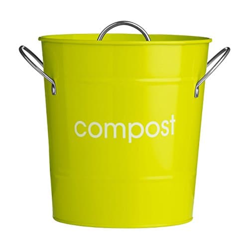 O2H Lime Green Compost Bins Garden Kitchen Bucket Bin Caddy Waste Rubbish Galvanised Steel Bins