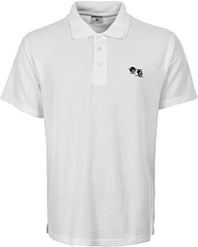Mens Bowling Tshirt White Polo with Bowlers Bowls Logo t Shirt