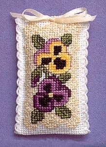 Textile HeritageLavender Sachet Counted Cross Stitch Kit - Victorian Pansies by Textile Heritage