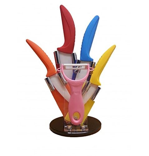 Empire Cook - 6 Pieces Kicthen Knife Set with Peeler and Acrylic Stand Set - kitchen Chef Chef's Paring Bread Set