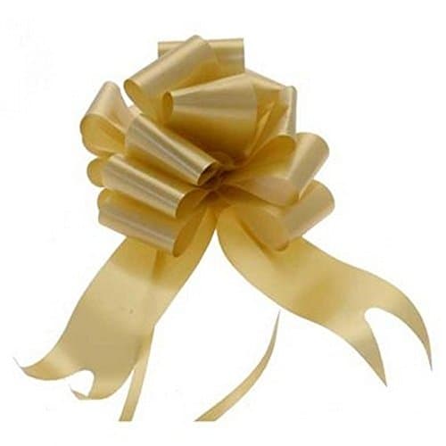 Gold Pull Ribbon florist Bows For Arts &amp; Crafts, gift wrapping, decorations, weddings, flowers - 5 Bows in each pack, 47 Inches long (5 pull bows)