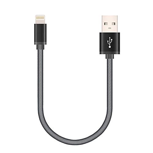 Ctbd Lightning Cable,0.2m/0.66 ft Nylon Braided USB Charger High Speed Date Cable with Gold Plated connectors for iPhone 7 Plus 6S Plus 6 Plus SE 5S 5C 5,iPad 2 3 4 Mini, iPad Pro Air 2, iPod (0.2M, Black)