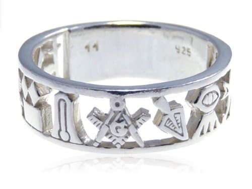Sterling Silver Masonic Band Ring & Gift Box