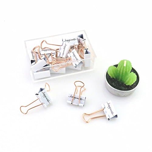 STATIONERI Plating // 19Mmx37Mm/A Set of 15/White/Rose Gold/Clip/Clip/Office Supplies/Printing/Book Holder, Rose Gold And White