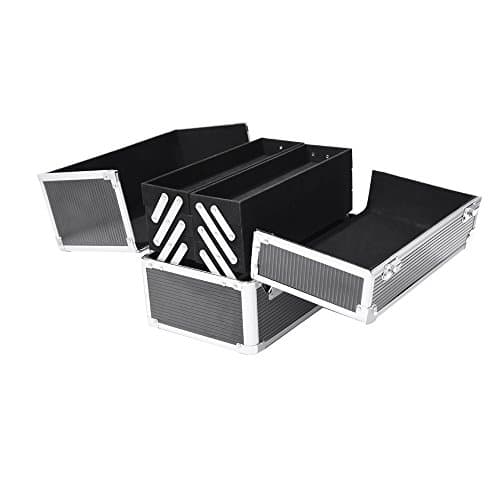 Alondy Extra Large Space Storage Beauty Box Make up Nail Jewelry Cosmetic Vanity Case (Small-Black&amp;Silver)