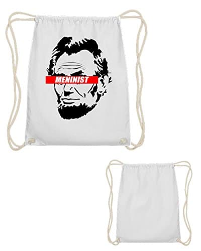 Abraham Lincoln Meninist Bag White Made From 100% Cotton, Premium Quality – Lifestyle Cool Printed Gymsac Hipster Gym Bag Which Is Not Available On The High Street Bag Sack Gym Sack Sports Bag