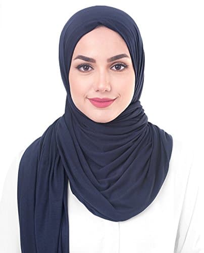 MiaoMa Ladies Women's Fashion Scarf Solid Colour 100%Cotton Pashmina Hijab Large Long Scarves Neck Scarf Shawl Wrap Blue