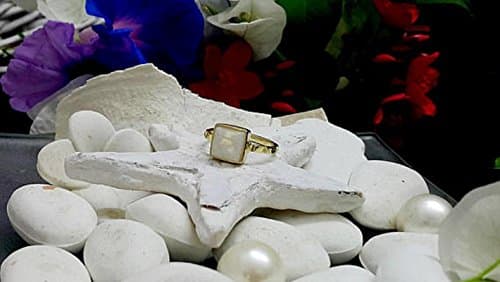 Square Ring,Rainbow Ring,Genuine Moonstone Ring,Stacking Ring,Bezel Set Ring,June Birthstone Ring,Gold plated Ring