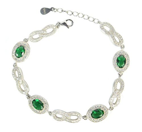 Elensan1 Fashion Sterling Silver Cubic Zirconia Created Rectangle Bangle Roman Tennis Bracelet