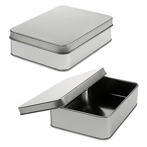 YOUHONG® 2Pack Storage Survival Tin Silver Mini Small Blank Organized Metal Boxed for Tobacco Earphone