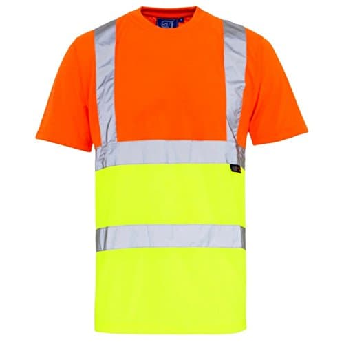 Hi Vis Short Sleeve Safety Work Crew Neck T Shirt EN471 (Medium, Orange/Yellow)