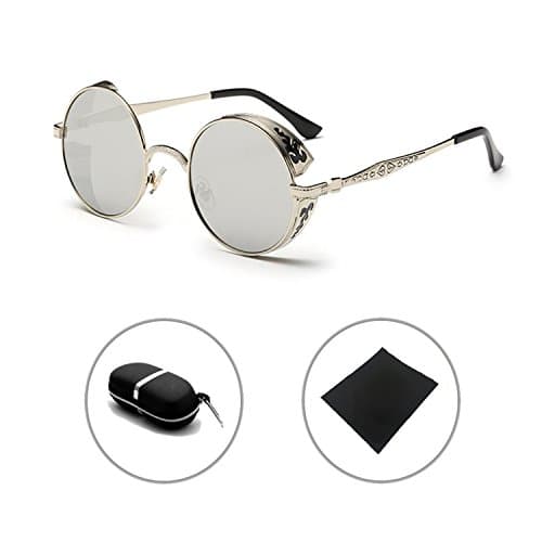Retro Hippie Circle Punk Sunglasses Round Metal Frame Men Women Vintage Circle Lens Eyewear HUANXIN