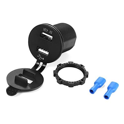 Efikeco Car Dual USB Charger, 2 Port Power Socket 5V 4.2A with Red LED Light