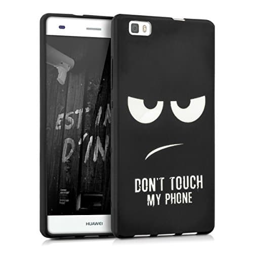 kwmobile TPU SILICONE CASE for Huawei P8 Lite (2015) Design Don't touch my phone white black - Stylish designer case made of premium soft TPU