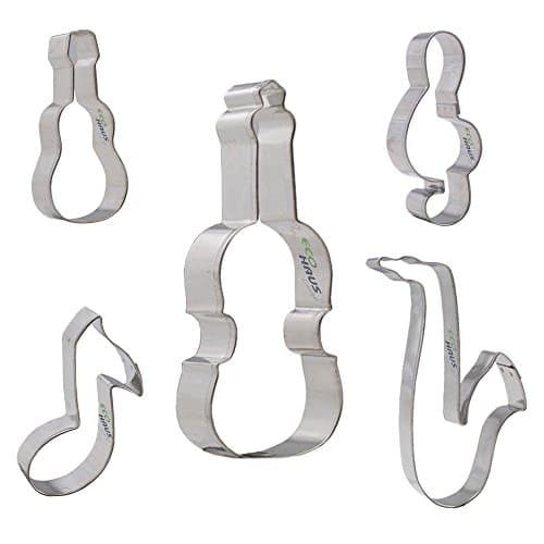 CULIMI Cookie Cutter - 5 pcs Stainless Steel Shaped Biscuit Cutters - Ideal for Fruits Fondant Dough Bread Sandwich Vegetables (Musik)