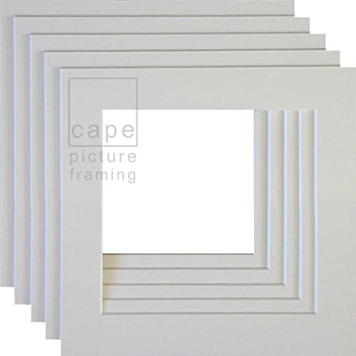 Cape Picture Framing Picture Mounts, Pack of 5, 9 x 9 to fit 6 x 6, Soft White/Off-white
