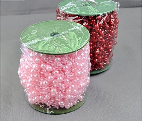Erosion 200 Feet Roll 3&amp;8mm Pearl String Bead Garland Strand Wedding Decoration DIY Bridal Party Supplies Craft Decor (Pink)