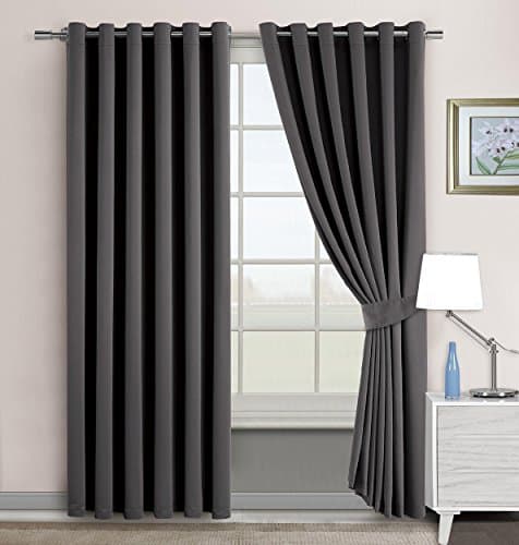 Thermal Insulated Blackout Eyelet Ring Top Curtains Pair - DARK GREY (66"x72")