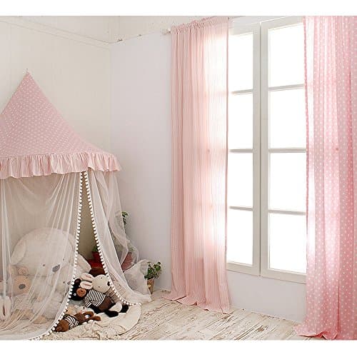 TING- Corner Tents For Kids Bed Tent Half Moon Corner Indoor Cotton Pink Wave Point Hanging Wall For Baby Kids Reading Play Game Tents(Only One Tent)