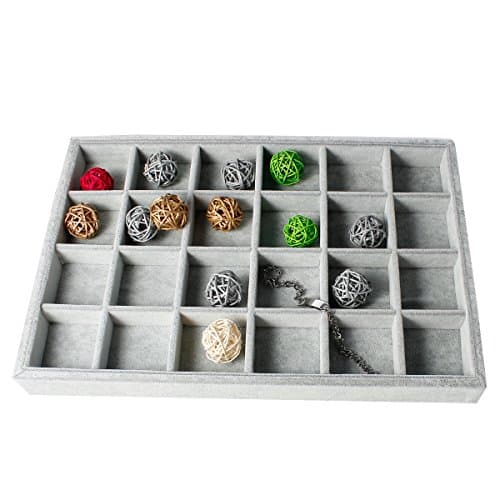 SiAura Material1x Jewellery Box, Ring Tray, Ring Stand, Box Grey Velveteen 24 x 35 x 3 cm