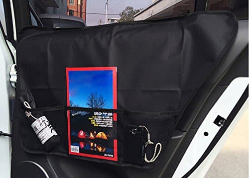 Wommty Waterproof Anti-Scratch Pet Car Door Cover Protector, Secure Fit &amp; Velcro Opening For Seat Belts, Protects Upholstery From Dust, Dog Hair &amp; Dirt, Fit All Vehicles, 2 Pack (Black)