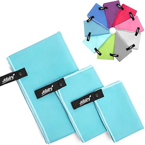 ActiDry Microfibre Towel 3+1 Set (70x140, 40x60, 30x40 cm + bag) - light and absorbent - 9 colours - great for sports and outdoor activity - turquoise