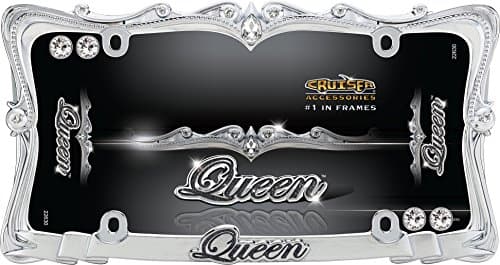 CRUISER ACCESSORIES 22630 Queen License Plate Frame, Chrome/Clear w/Fastener caps