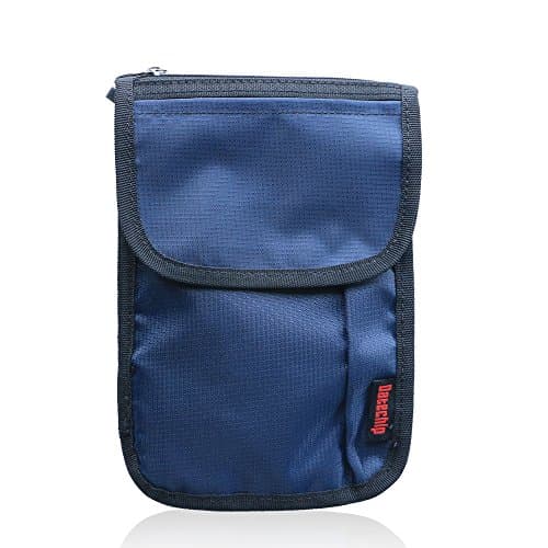 Neck Passport Holder Travel Wallet - Datechip Rfid Blocking Credit Card Protector Neck Pouch Document and Money Holder with Strap for Woman Man Children Adult