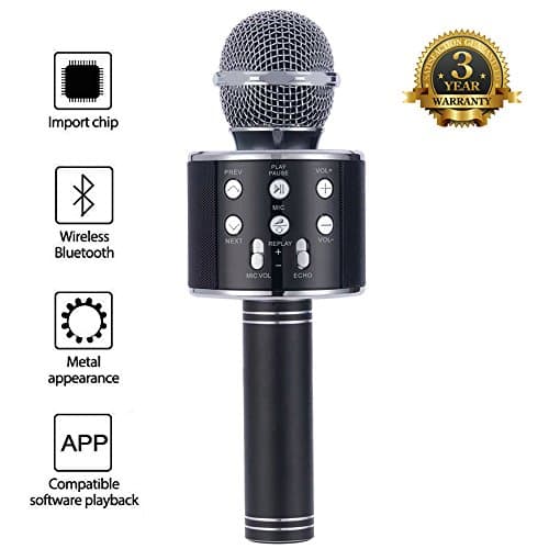 Magic Karaoke Wireless Bluetooth Microphone Speaker With Mic KTV Singing For iPhone Android Smartphone WS-858 (Black)